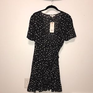 Navy Star Print Wrap Dress